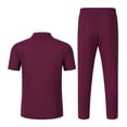 thumbnail image 4 of StSilkitty Men's 2 Piece Casual Outfits Solid Color Short Sleeve Collared V Neck Shirts and Drawstring Shorts Sets Lightweight Comfy Set, 4 of 6