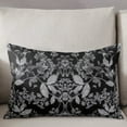 thumbnail image 2 of Black Grey Floral Throw Pillow Cover Case, Couch Sofa Bed Pillowcase, Soft Decorative Lumbar Pillow Protector, Abstract Flowers Leaves Art Ombre 12x20Inch Reversible Pillow Shams with Zipper, 2 of 6