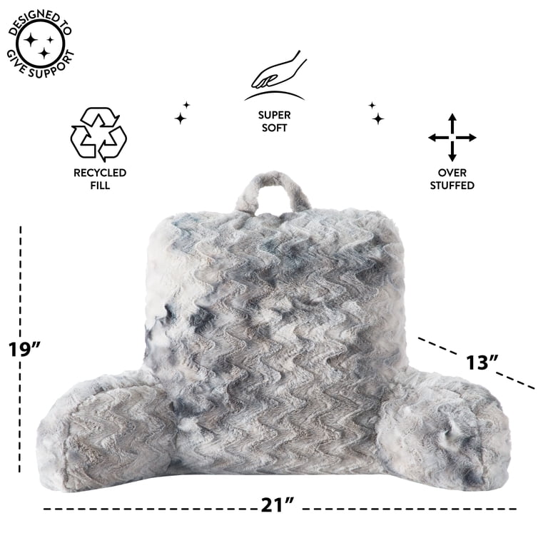Mainstays Tie Dye Faux Fur Backrest Pillow, Grey Multicolor, 23x29