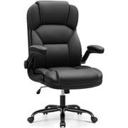 STACOO Executive Leather Office Chair, Ergonomic High-back Home Office Desk Chair with Adjustable Armrest and Lumbar Support, Black