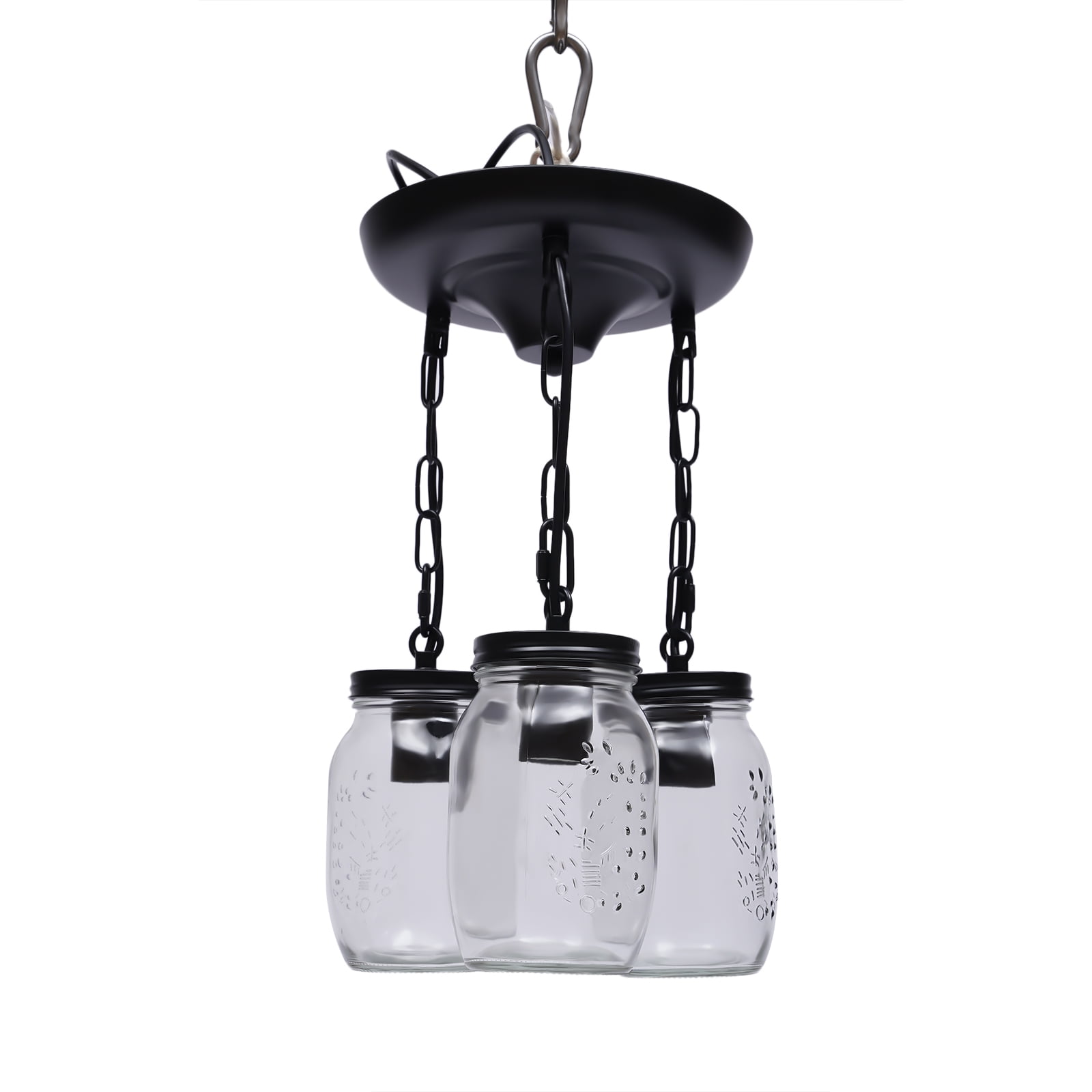 Loyalheartdy 3 Lights Glass Mason Jar Pendant Light Kitchen Island Hanging Lamp Farmhouse Ceiling Lamp Fixtures Rustic Chandelier