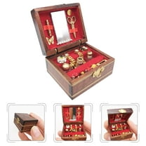 Minkissy Jewelry Boxes For Women Mini Travel Jewelry Box Birch Wood 1 Pcs
