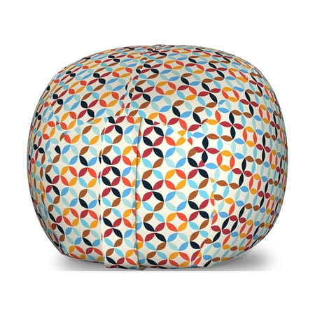 Geometric Circle Storage Toy Bag Chair  Old-Fashion Bound Squaring Circle Forms in Different Tones Centre Image  Stuffed Animal Organizer Washable Bag  Small Size  Multicolor  by Ambesonne