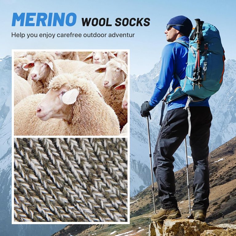 Amazon.com: Welwoos Merino Wool Socks for Women Men Thermal  Merino Wool Hiking Socks 5 Pair Set Thermal main image 2