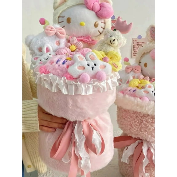 Sanrio Anime Hellokitty Plush Toys Bouquet Kawaii Stuffed Plushie Flower Bouquet Room Decoration Doll Girl Valentine's day Gift