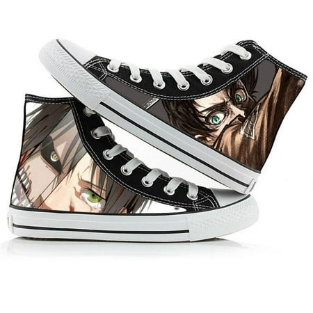 

High Top Attack on Titan Canvas Shoes Eren Jager/Mikasa Ackerman Pattern Sneakers Attack on Titan Casual Shoes for Boys Teens Men Anime Sneakers Campus Casual Shoes
