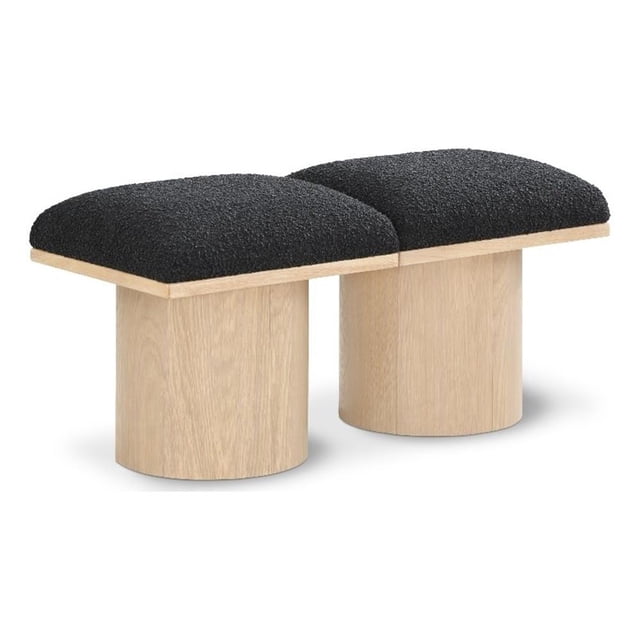 Meridian Furniture Pavilion Black Boucle Fabric Bench