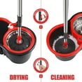 thumbnail image 3 of Mop and Bucket Set, Floor Cleaning Mop and Bucket with Wringer Set, 360°Spinning Mop Bucket, 3 Pcs Microfiber Mop Heads, 61 inches Telescopic Handle, Black Mop, 3 of 7