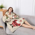 thumbnail image 5 of Oversized Wearable Blanket Hoodie,Beige Christmas Santa and Animal Pattern Sherpa Blanket Hoodie with Super Pockets,Super Warm Fuzzy Pullover for Women & Men, 5 of 6