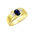thumbnail image 3 of RYLOS Men's Rings 14K Yellow Gold Classic 7X5MM Oval Gemstone & Diamond Ring Sapphire September Birthstone Rings For Men, Gold Rings Size 9, 3 of 7