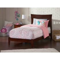 AFI Metro Twin Wood Foundation Bed Frame with Panel Headboard, Walnut