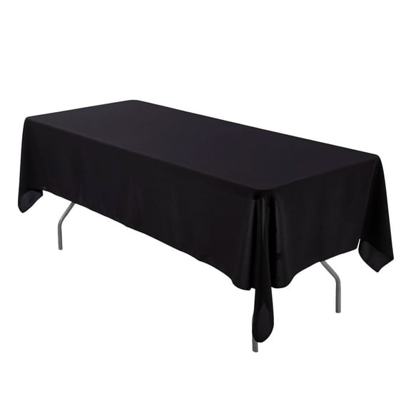 Leading Linens 12 pc 60x120 Inch Rectangle Black Polyester Tablecloths - Stain & Wrinkle Resistant Washable Dining Table Cover for Wedding Reception Banquet Party Event