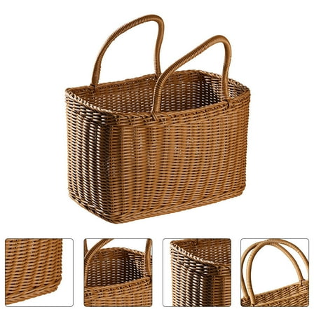 HONMEET Multipurpose Plastic Storage Basket Brown for