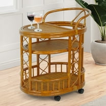 SK New Interiors Trolly Moving Serving Cart Bar Table ECO Natural Rattan Wicker Handmade, Colonial