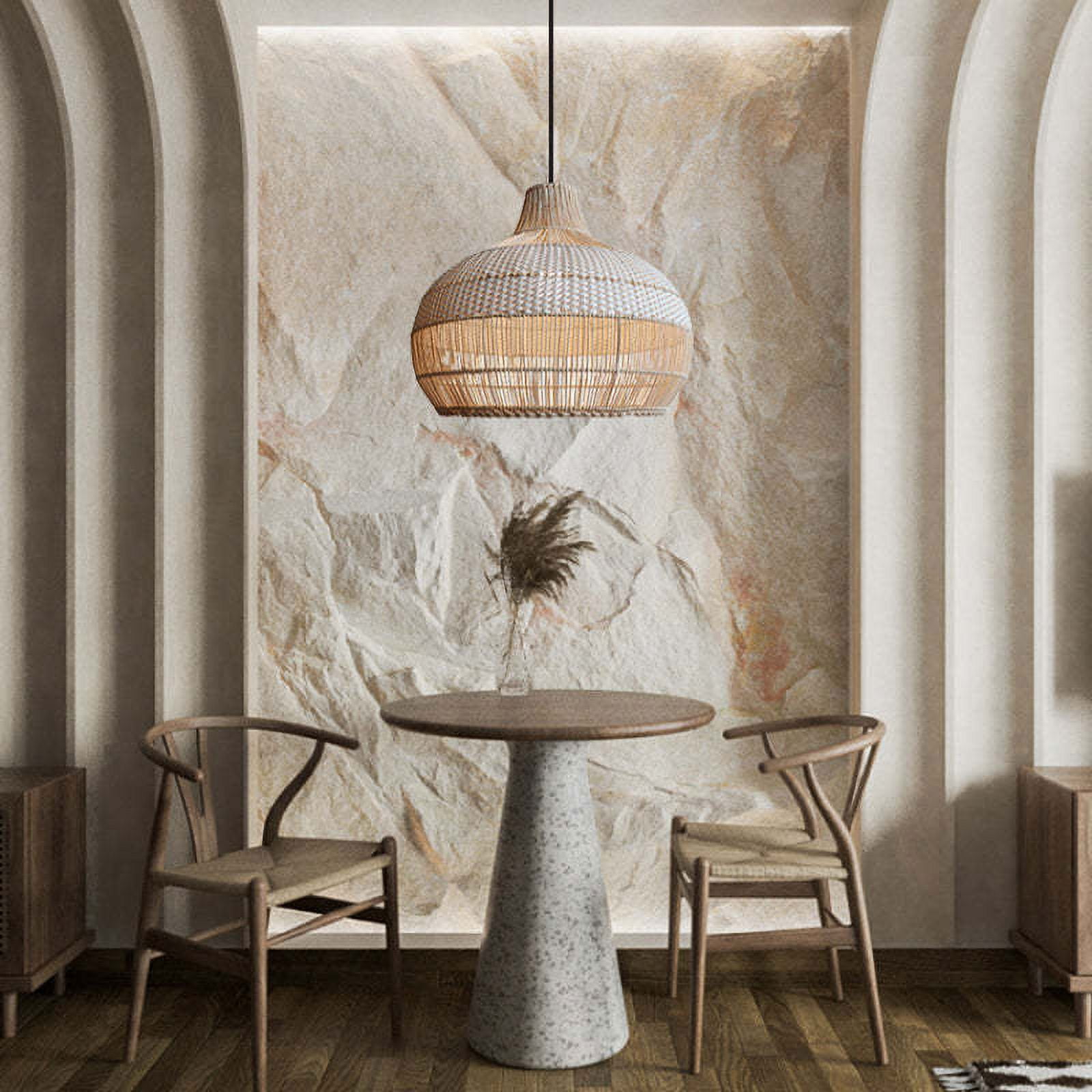 Arturesthome White Handwoven Rattan Boho Pendant Lighting Fixtures Wicker Hanging Ceiling Light Chandelier Handmade Woven Basket Lampshade- Lights