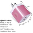 thumbnail image 3 of USB Wall Charger Block,Charging Blocks,6PCS USB Charger Adapter,2.1A Dual Port Fast Charge Charging Station USB Wall Plug iPhone Wall Chargers Block,Rose Gold, 3 of 5