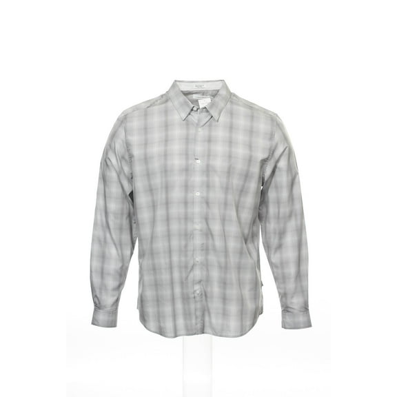 Calvin Klein Light Gray Plaid Button Down Shirt Sport, Size 2XLarge