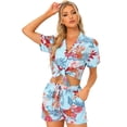 thumbnail image 1 of Conjunto de camisa y pantalones cortos hawaianos Allegra K 2023 verano Cielo Azul XL, 1 of 6
