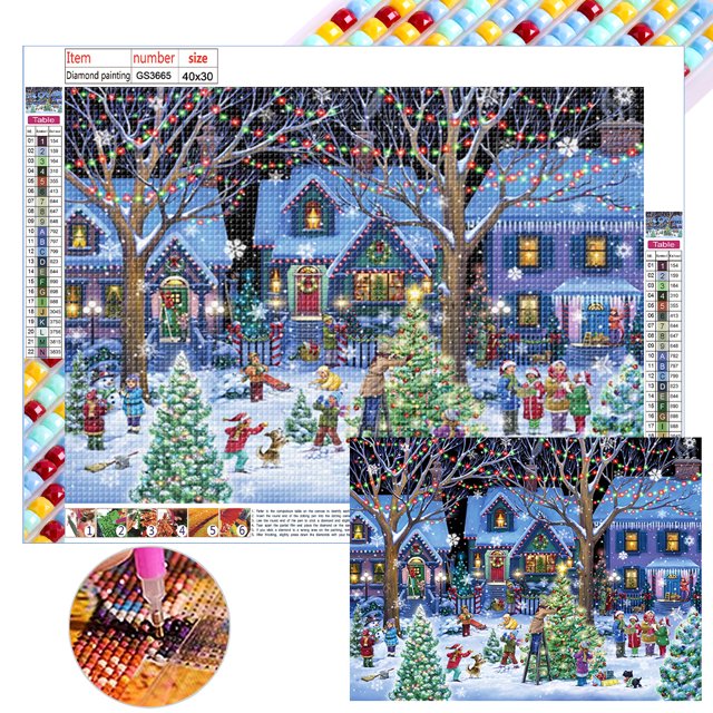 Con Cuentas Cuadradas 5D DIY Kit Vista Calle Navidad Del 40x30cm