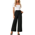 thumbnail image 2 of INSPIRE CHIC Women's Wide Leg Pants Drawsting Elastic High Waist Boho Palazzo Pant with Pockets S Black, 2 of 6