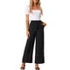 thumbnail image 2 of Pantalones de pierna ancha para mujer INSPIRE CHIC con cordón elástico en la cintura alta, estilo boho palazzo con bolsillos, talla XL, color negro, 2 of 6