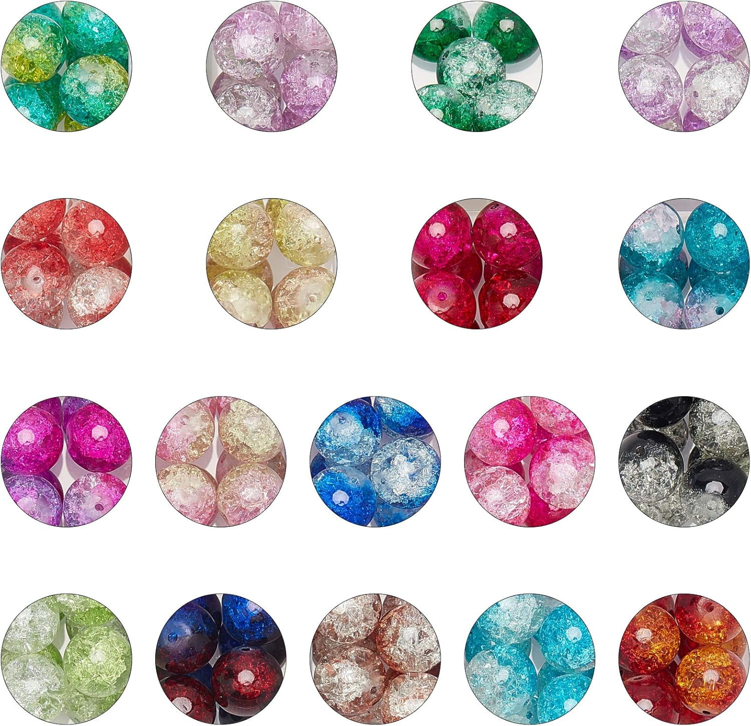 12mm Lampwork Glass Beads 144pcs Round Handcrafted Loose Beads with Scissors Elastic Thread Beading Needles for Jewelry Making