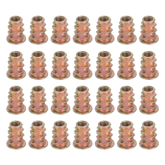 28 Pcs Threaded Inserts for Wood, Zinc Alloy M4 Thread Inserts Nuts 10mm Length