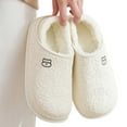 thumbnail image 4 of Fengactive Waterproof Slippers for Women Retro Soft Plush Thickened House Shoes with Little Bear Print Slip-on Cozy Indoor Outdoor Slippers, 4 of 9