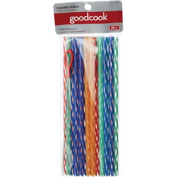 Pantryful Plastic Straw Reusable - Multicolor - 24 Piece