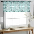 thumbnail image 2 of Teal Boho Valance Curtains for Kitchen/Living Room/Bathroom/Bedroom Window, Rod Pocket Small Topper Half Short Window Curtains Voile Sheer Scarf, Ethnic Tribal Floral Abstract Art Aesthetics 42"x18", 2 of 8