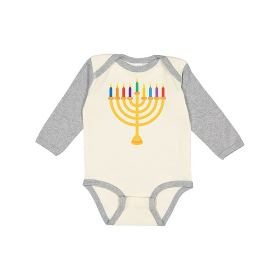 Inktastic Hanukkah Menorah Candles Boys or Girls Long Sleeve Baby Bodysuit