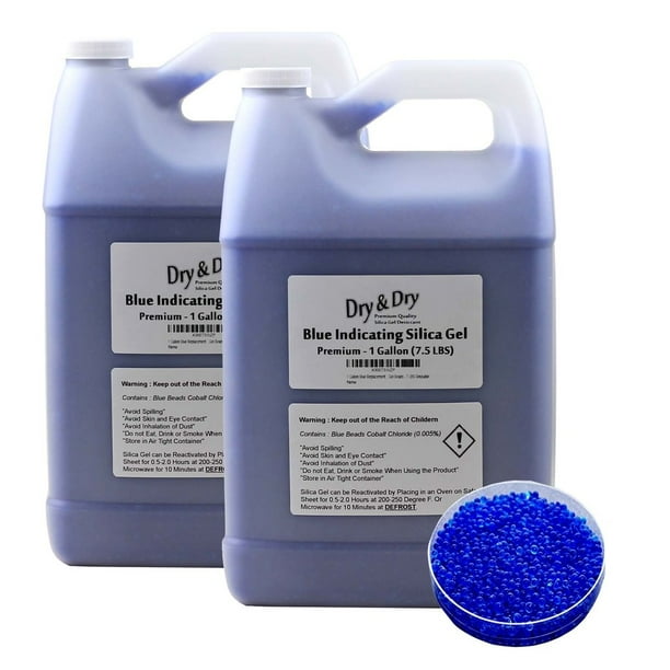 2 Gallon "Dry & Dry" Premium Blue Indicating Silica Gel Beads (Industry