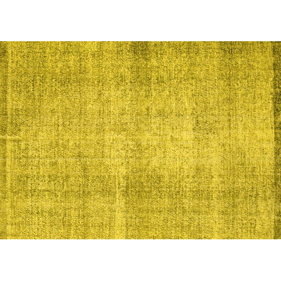 Ahgly Company Machine Washable Indoor Rectangle Abstract Yellow Contemporary Area Rugs, 2' x 5'