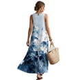 thumbnail image 2 of Xoenoiee Lotus Flower Ink-Wash Print Womens Cotton Linen Summer Dresses Sleeveless Crewneck Maxi Dress with Pockets, Travel Sundress 2026 Trendy Loose Fit Long Dress for Beach Cruise, Size M, 2 of 7