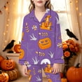 thumbnail image 2 of SJLDQY Halloween Pajamas for Girls Hallowmas Print Long Sleeve Shirts and Pants 2 Piece Loungewear Sets Casual Sleepwear Button Down Pj Sets, 2 of 5