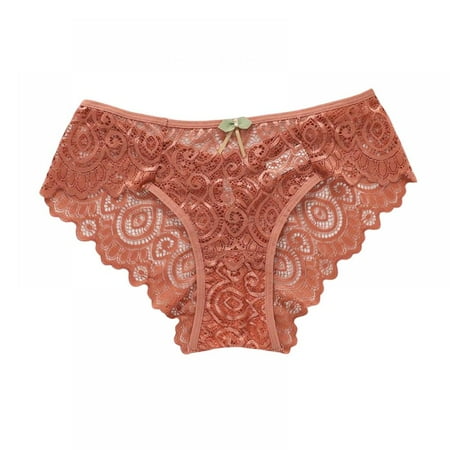 

Ladie s Transparent Bow T-pants Back Waterdrop Hollow Out Design Charming Panties Women s Mid-rise Full Lace Comfortable Briefs(1-Packs)