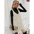 thumbnail image 5 of Sleeveless V-Neck Jumper Dress with Wide Straps and A-Line Fit, 5 of 6