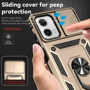 for Motorola Moto G Stylus 5G 2022 Case, Soft TPU & Hard PC Anti-scratch Sliding Cover Full Protection Ring Stand Rotating Kickstand Holder Magnetic Shockproof Phone Case Cover, Gold