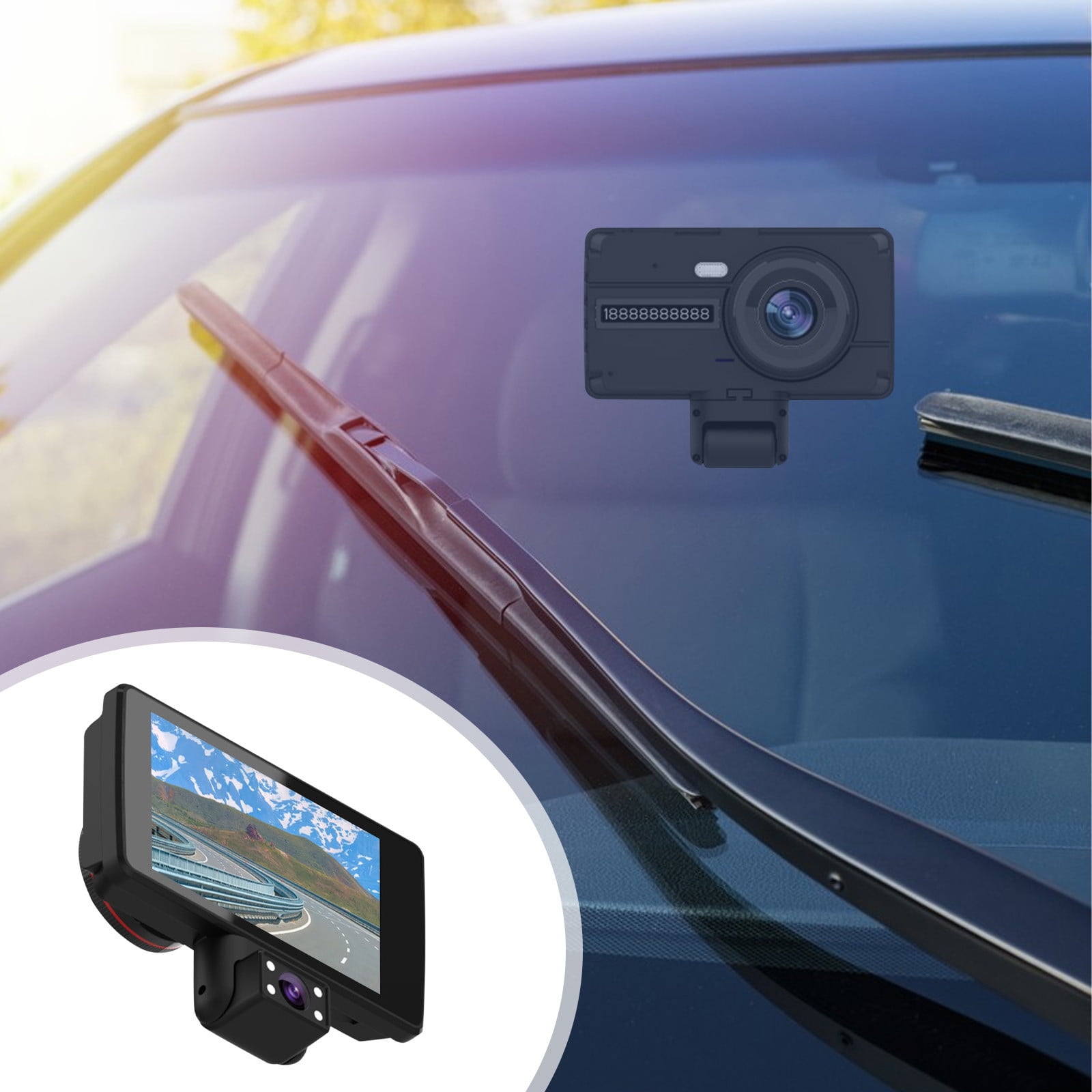 Danhjin Dash Cam Dash Cam 1080P Hd Dvr Car Driving Recorder 4 Inch Ips Screen Dashboard Camera 170° Wide Angle,Loop Recording, Channel Front And Inside Dash Cam