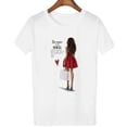 thumbnail image 1 of Pntutb moda mujer cuello redondo estampado camiseta Harajuku blanco camiseta madre temática top Pntutb Pntutb-3973, 1 of 5