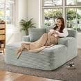 thumbnail image 2 of Muumblus Oversized Chaise Lounge Chair Indoor Furniture, No Assembly Required, Plush Corduroy Cloud Floor Sofa Bed for Living Room, Gray, 2 of 11