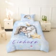 thumbnail image 2 of Metsweet Dreamy Princess Twin Duvet Cover, Cartoon Unicorn Twin Bedding, Blue White,Pink Reversible,2pcs,1 Duvet Cover and 1 Pillowcase, 2 of 6