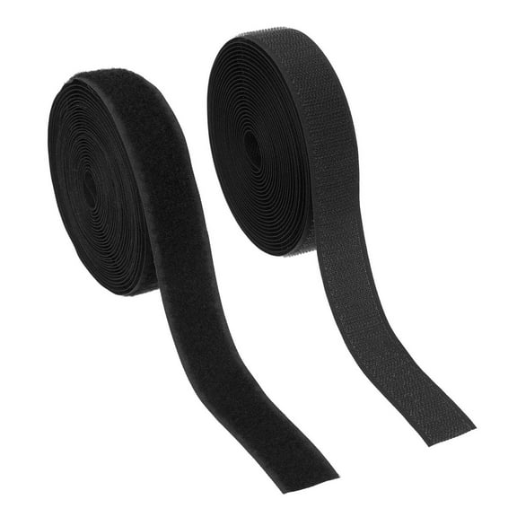 Sew on Hook and Loop Tape, 1 Inch Width Non-Adhesive Back Nylon Fastener Strips 5 Yards - Black