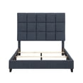 thumbnail image 6 of Queen Size Navy Blue Denim Upholstered Platform Bed Frame, Modern Bedroom Furniture. Solid Wood, 64"x83" Navy Polyester, 750lb Capacity, Box Spring Required., 6 of 14
