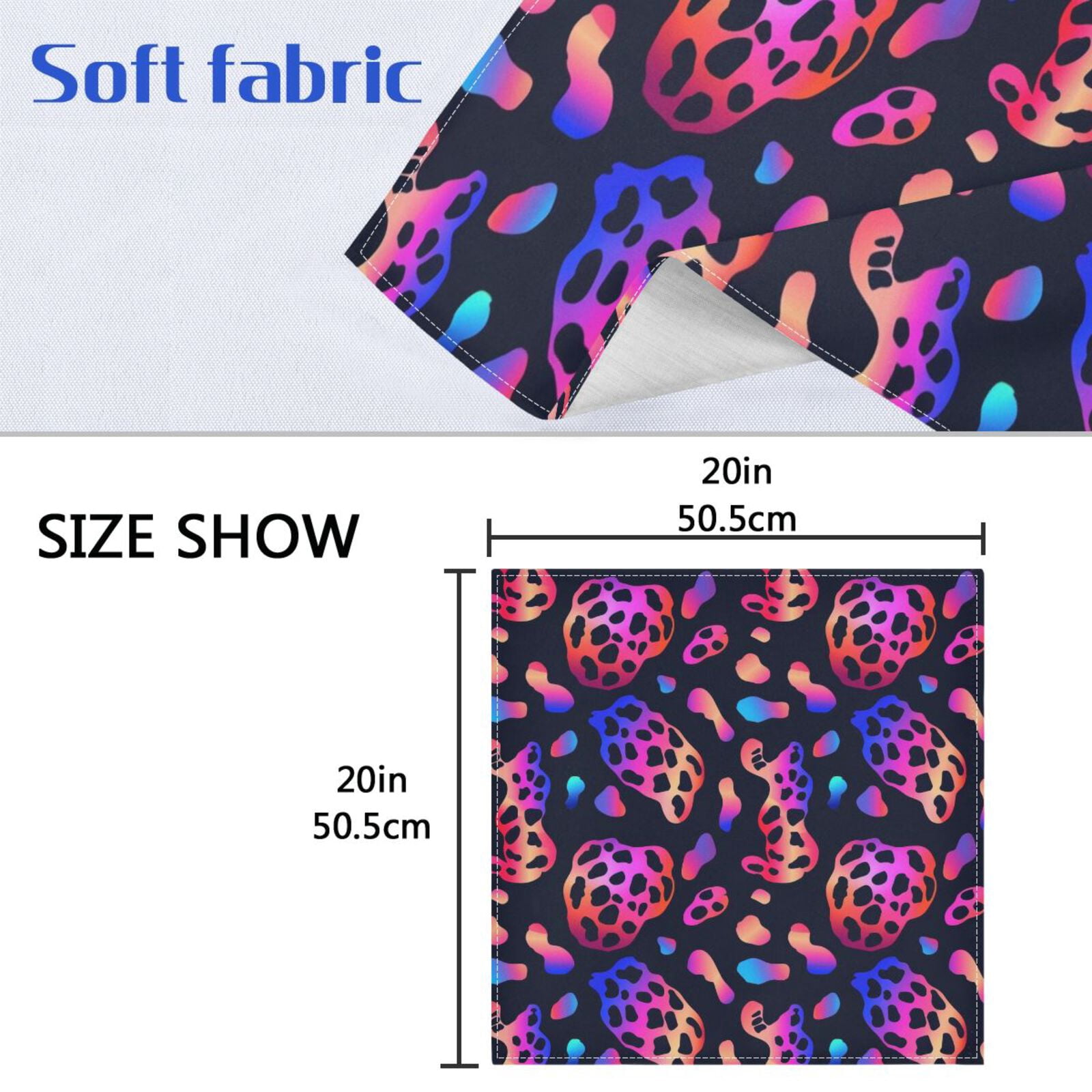 JSTEL Trendy Neon Leopard Print Cloth Napkins Set of 6, 20x20 Inch Washable and Reusable Napkin for Decoupage Dinner Party Everyday Use