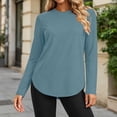 thumbnail image 7 of Chbgutlmr Womens Tops Long Sleeve Crew Neck Curved Hem T-Shirts Casual Loose Fall Comfy Basic Solid Color Tops, 7 of 7