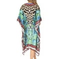 thumbnail image 2 of Sakkas Kristy Long Tall Lightweight Caftan Dress / Cover Up With V-Neck Jewels - Turq / Black - One Size, 2 of 5