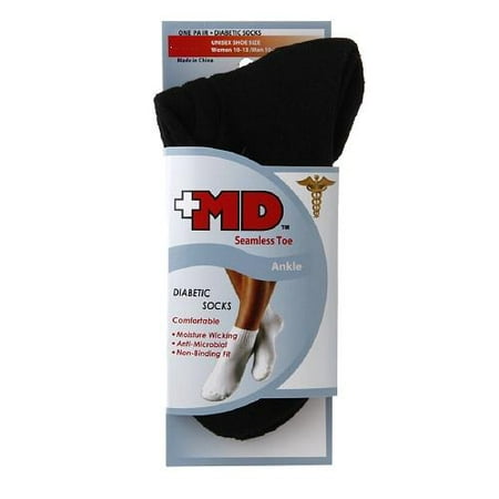 

Md Diabetic Seamless Black Toe Ankle Socks Medium Unisex - 1 Pr 3 Pack