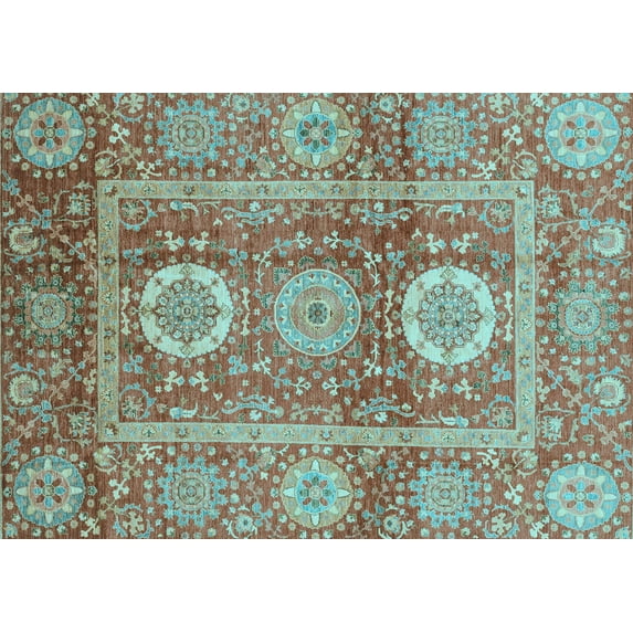 Ahgly Company Indoor Rectangle Abstract Light Blue Modern Area Rugs, 7' x 10'