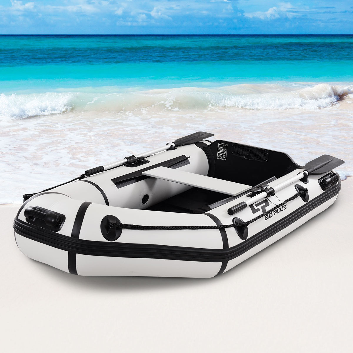 thumbnail image 1 of Costway 2 Person 7.5FT Inflatable Dinghy Boat Fishing Tender Rafting Water Sports, 1 of 8